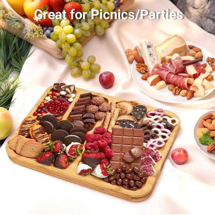 Bamboo serving tray with 6 compartments | Kalsten
