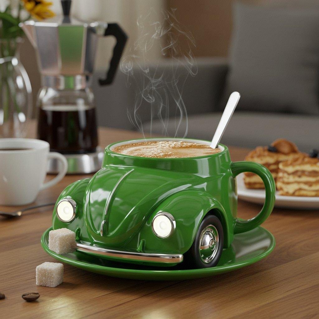 Kalsten | RetroCar Ceramic Coffee Mug – Unique 3D Design for Coffee & Tea