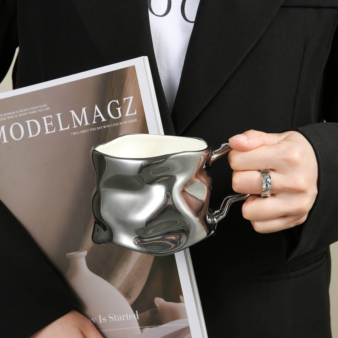 CreArt Mug – Handmade Ceramic Coffee Mug with Unique Crumpled Design | Kalsten