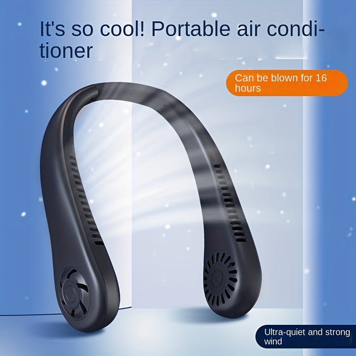 1pc Hands-Free Portable Neck Fan - Rechargeable, Leafless, and USB Powered - Perfect for Desk and Travel Use | Kalsten