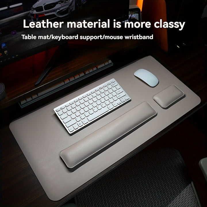 Kalsten | Three-Piece Desk Set made of PU Leather - With Pad and Wrist Supports