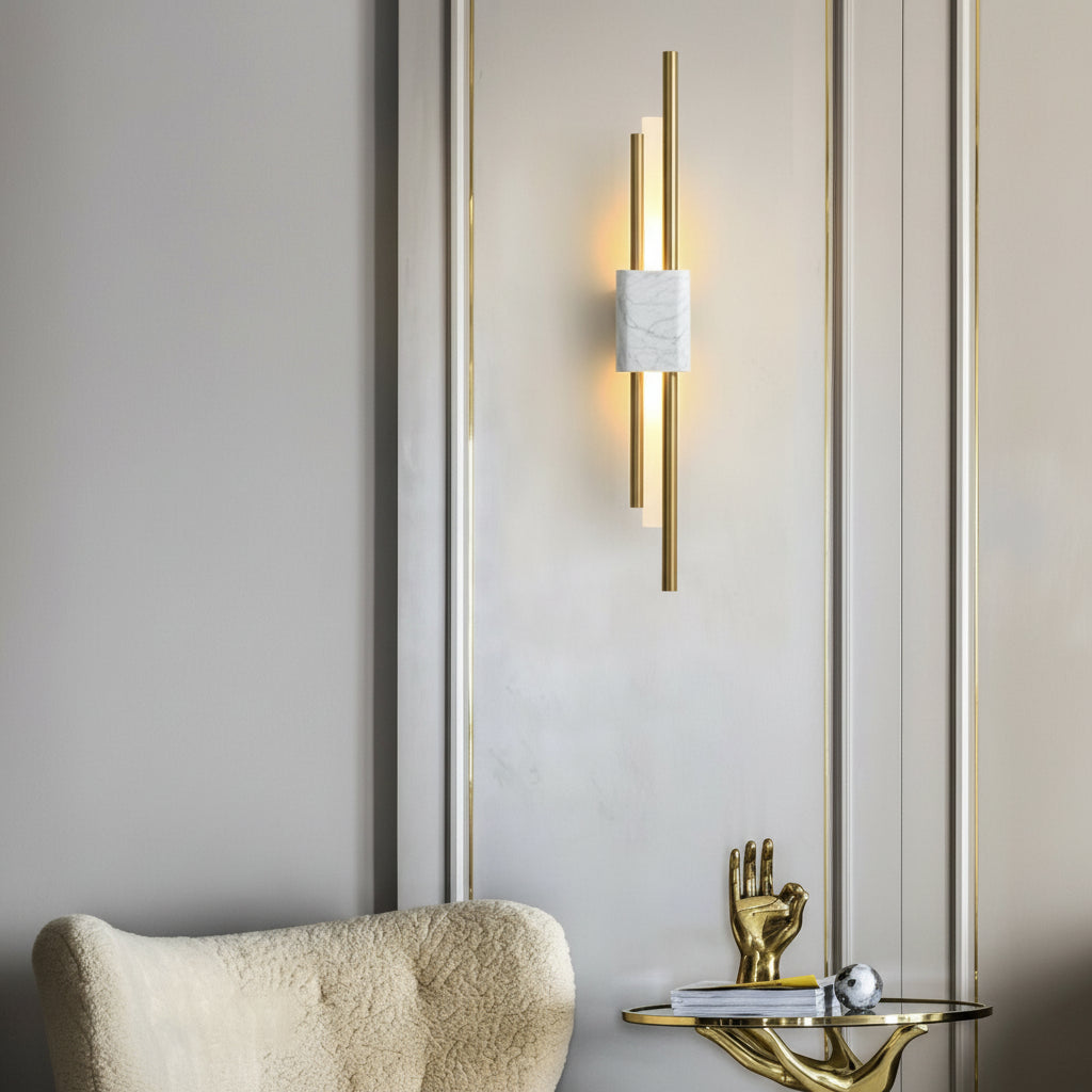 Marble LED Wall Sconce Vertical Strip Gold Finish 50-60cm / 20-24in Postmodern Hallway Light | Kalsten