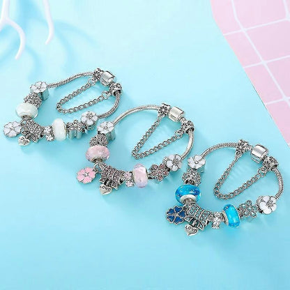 BowLift | Elegant Floral Charm Bracelet in 925 Sterling Silver for Women - Nature-Inspired Design