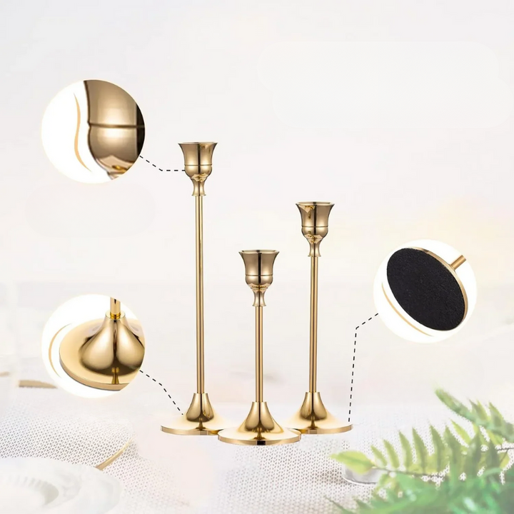 Gold Metal Candle Holders – Table Set Kalsten