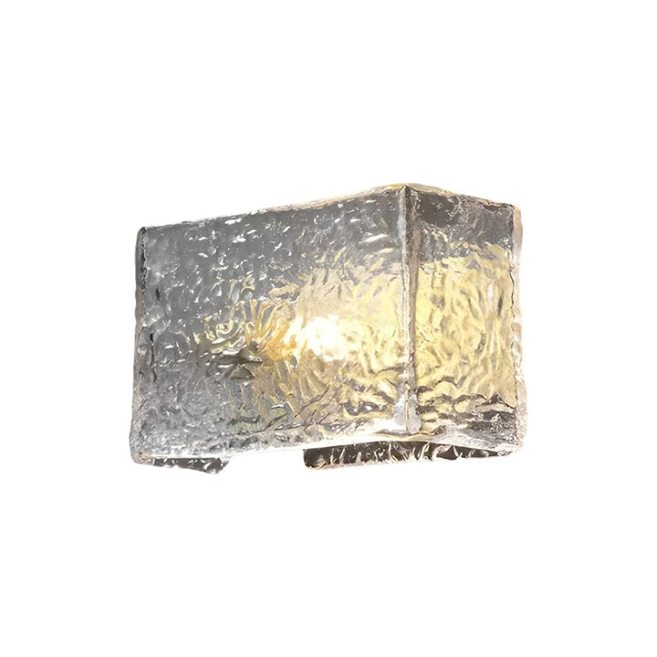 LED Wall Sconce Light – Modern Rectangular Brass Ripple Glass (20x15cm / 7.9x5.9in) | Kalsten