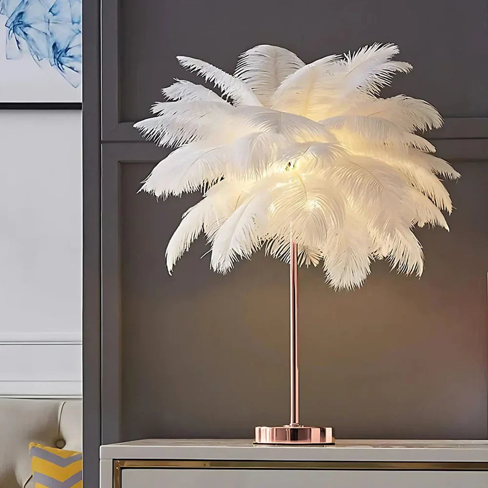 Modern Feather Shade Table Lamp Kalsten