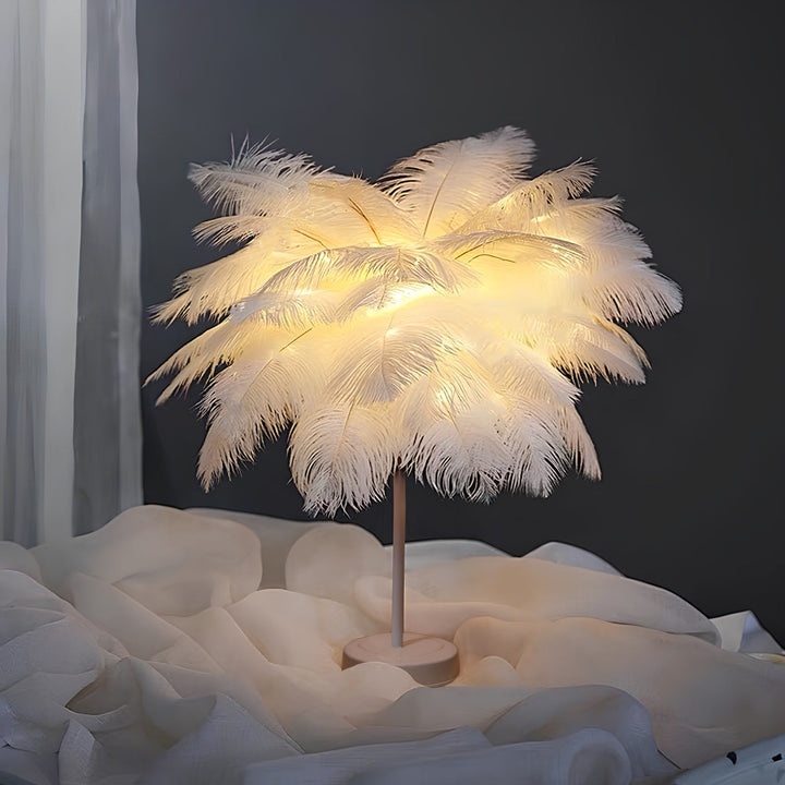 Modern Feather Shade Table Lamp Kalsten
