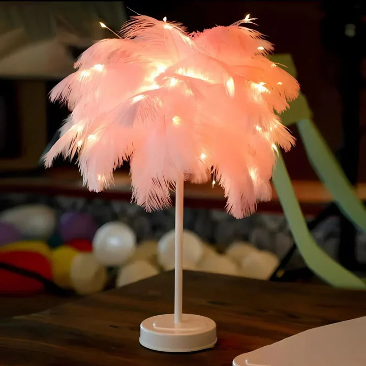 Modern Feather Shade Table Lamp Kalsten