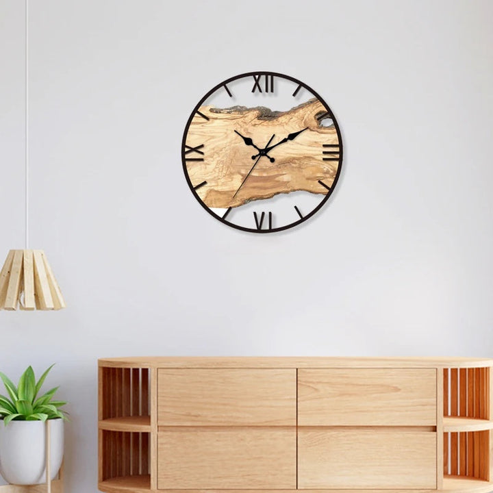 Rustic Wooden Wall Clock with Roman Numerals Kalsten