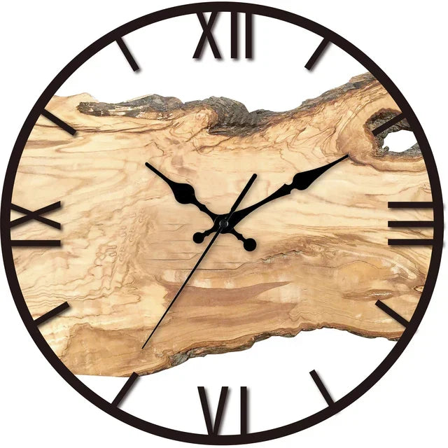 Rustic Wooden Wall Clock with Roman Numerals Kalsten