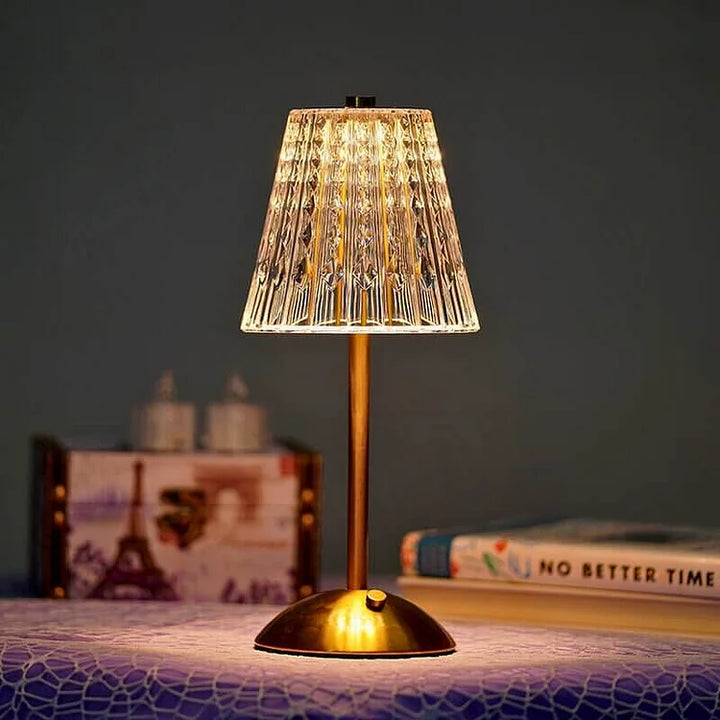 Table Lamp with Crystal Shade and USB Charging | Kalsten