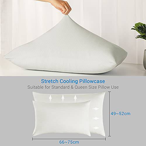 2-Pack Cooling Pillowcases – Premium Silky White Stripes,  Technology, Q-Max 0.3 | Kalsten