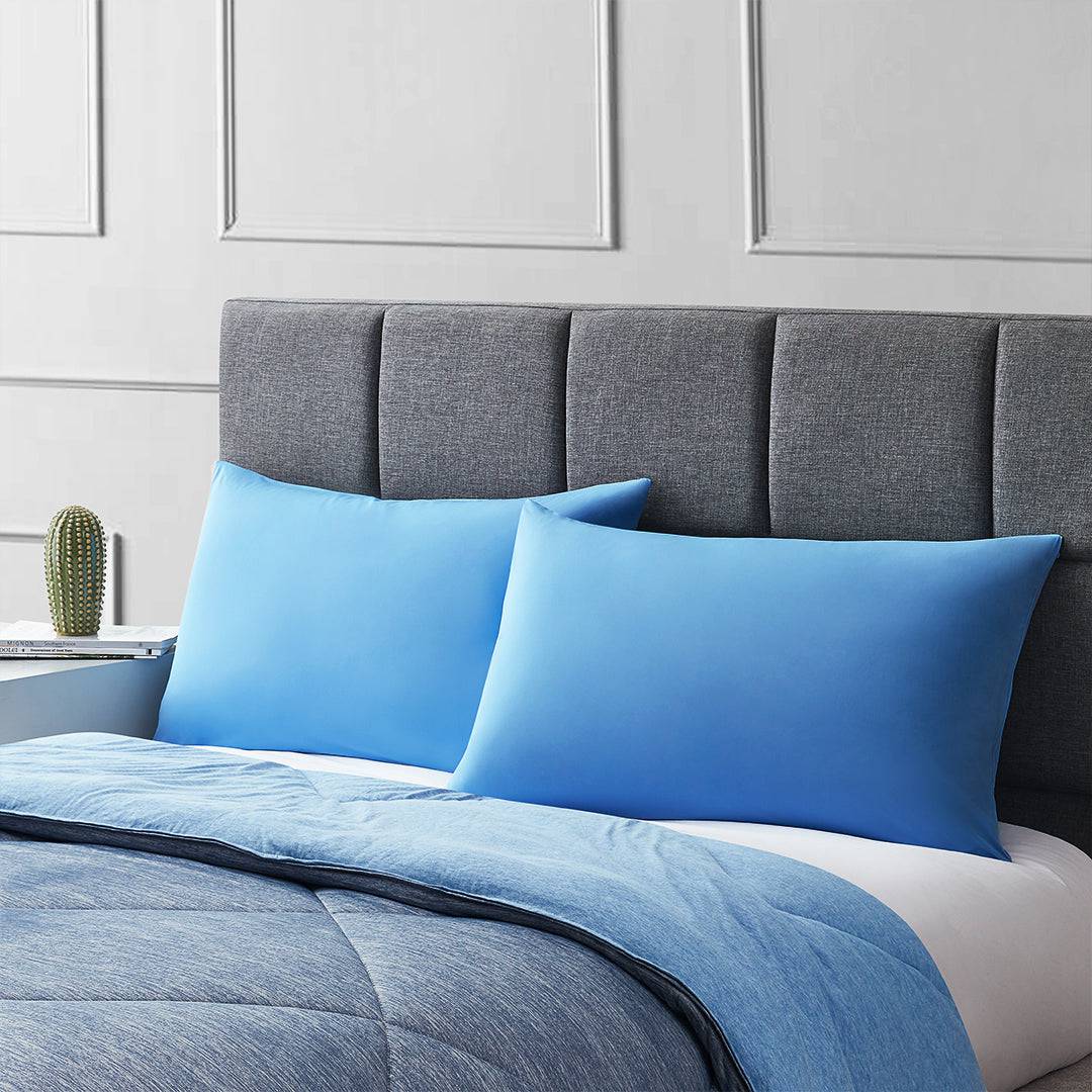 2-Pack Premium Silky Super Cooling Blue Pillowcases –  Extreme Q-Max 0.5 | Kalsten