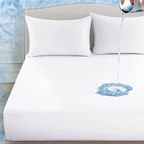Q-Max 0.43  Cooling Bed Protector Waterproof Mattress Protector Queen Cover White- Fit Up to 18" | Kalsten
