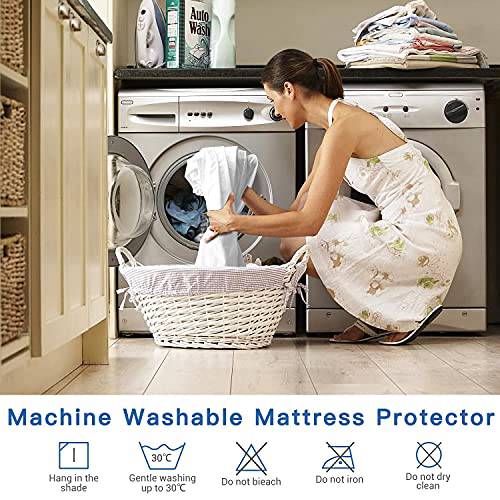 Q-Max 0.43  Cooling Bed Protector Waterproof Mattress Protector Queen Cover White- Fit Up to 18" | Kalsten