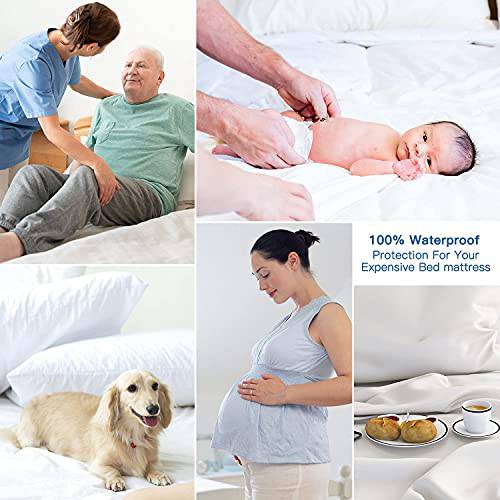 Q-Max 0.43  Cooling Bed Protector Waterproof Mattress Protector Queen Cover White- Fit Up to 18" | Kalsten