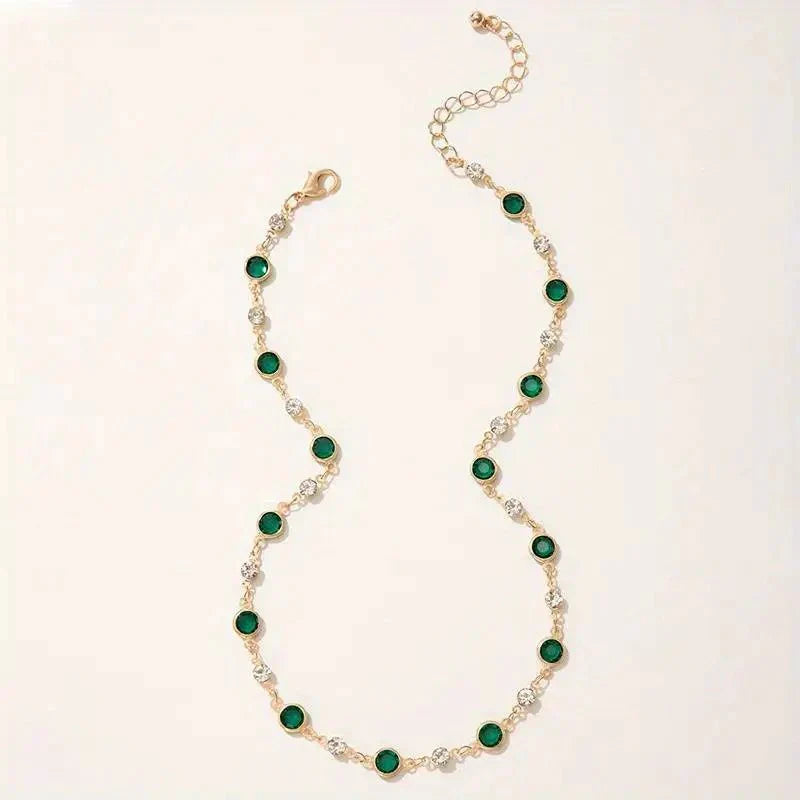 Kalsten | Emerald and Diamond Spaced Choker Necklace