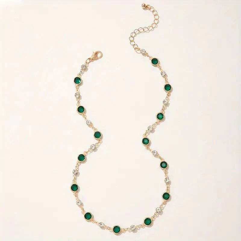 Skanto | Emerald and Diamond Spaced Choker Necklace