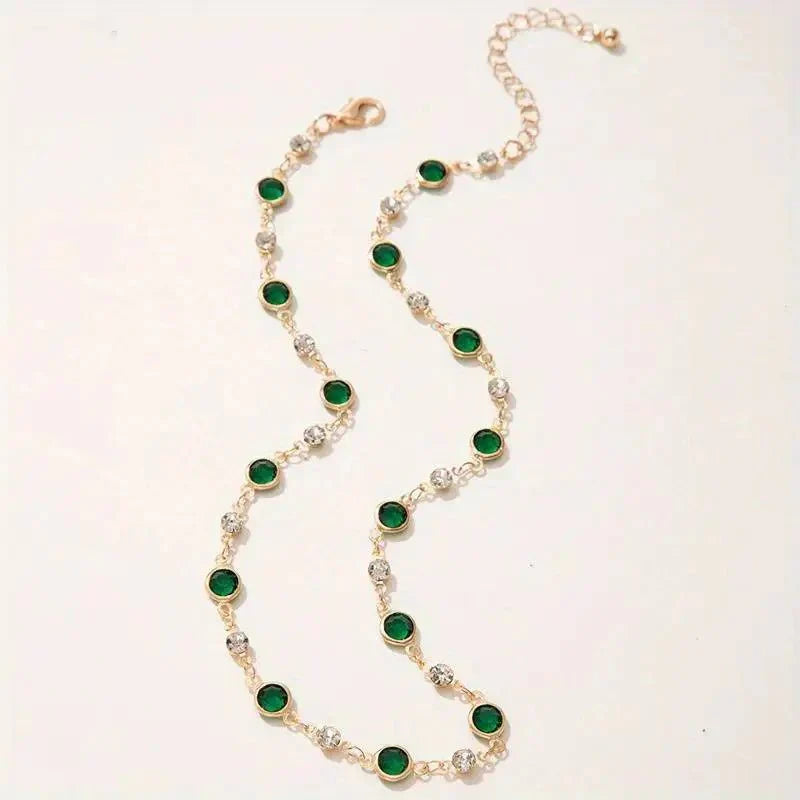 Kalsten | Emerald and Diamond Spaced Choker Necklace