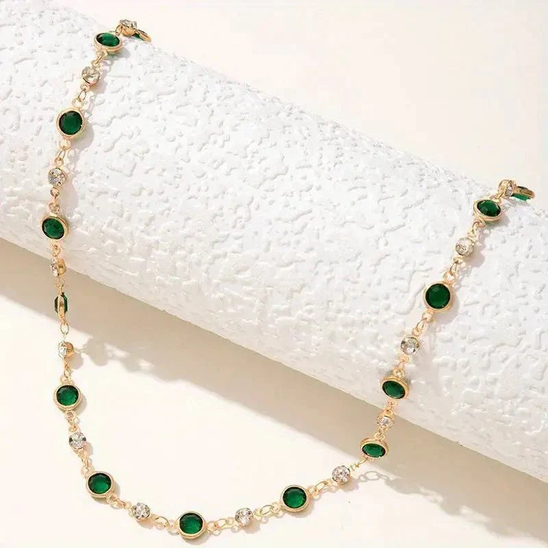Skanto | Emerald and Diamond Spaced Choker Necklace