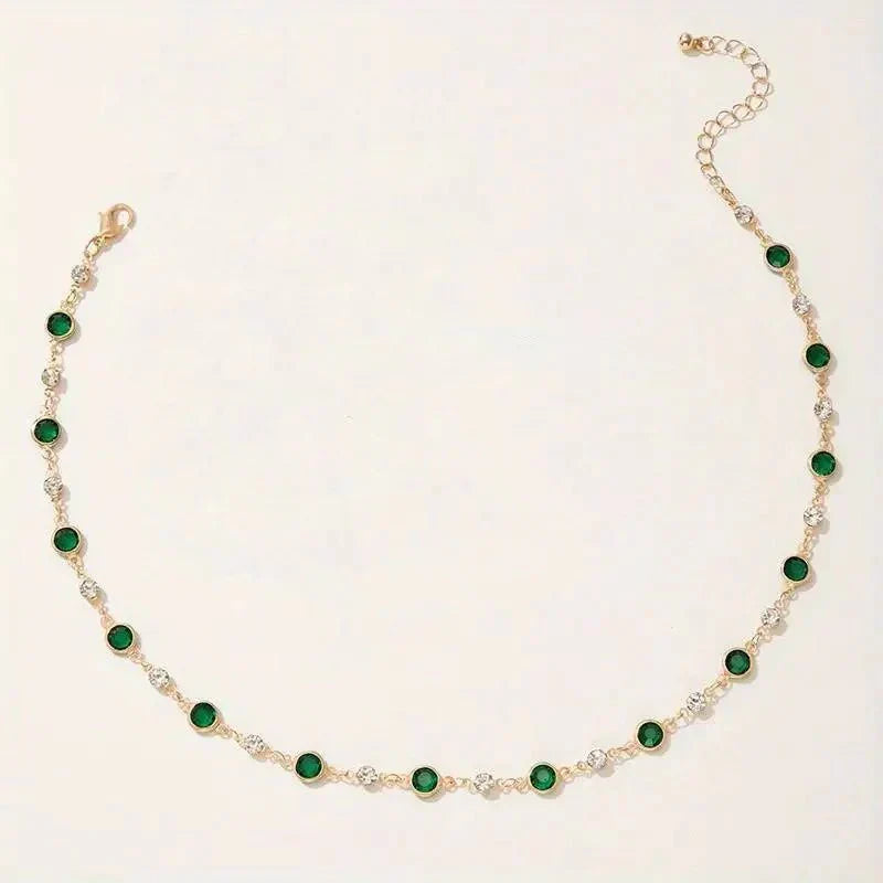Kalsten | Emerald and Diamond Spaced Choker Necklace