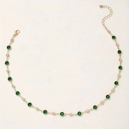 Skanto | Emerald and Diamond Spaced Choker Necklace