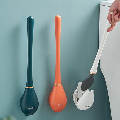 Skanto | Hygienic Silicone Toilet Brush with Wall Holder and Quick-Dry Design