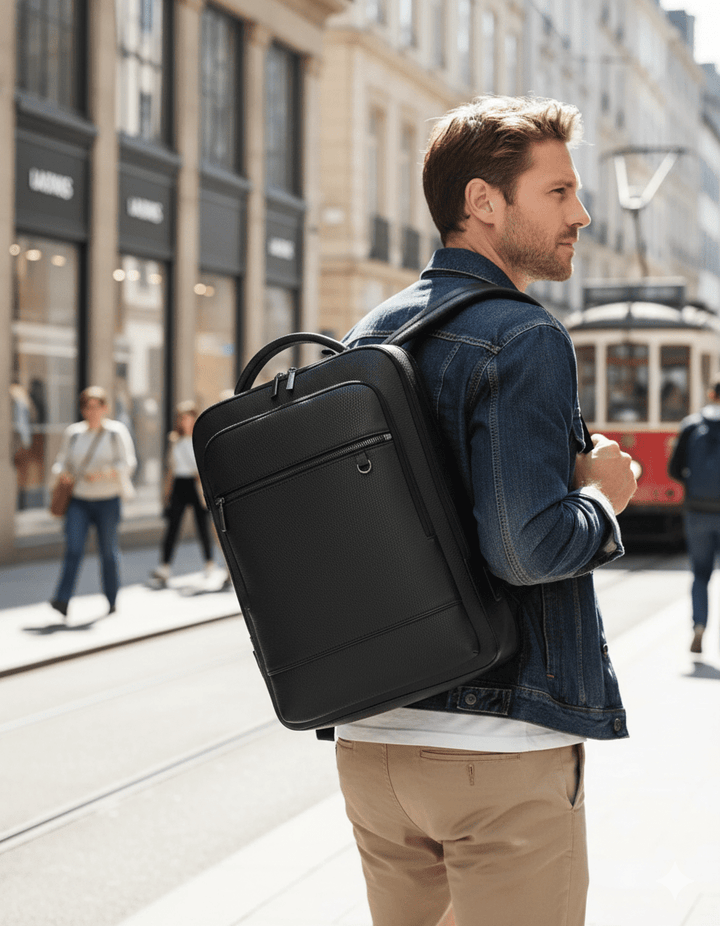 Kalsten | EXECUTREK – Elegant Leather Laptop Backpack with USB Port