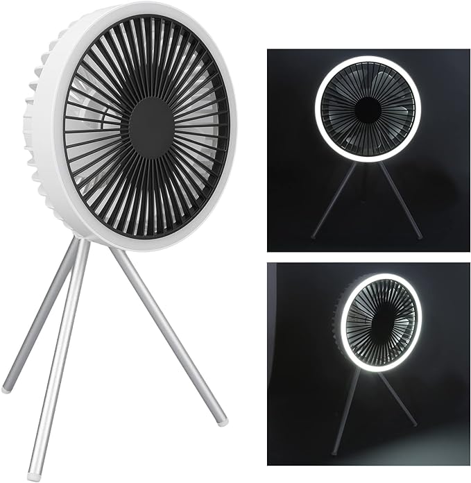 Rechargeable 10,000mAh Camping Fan with LED Lighting and Power Bank | Kalsten