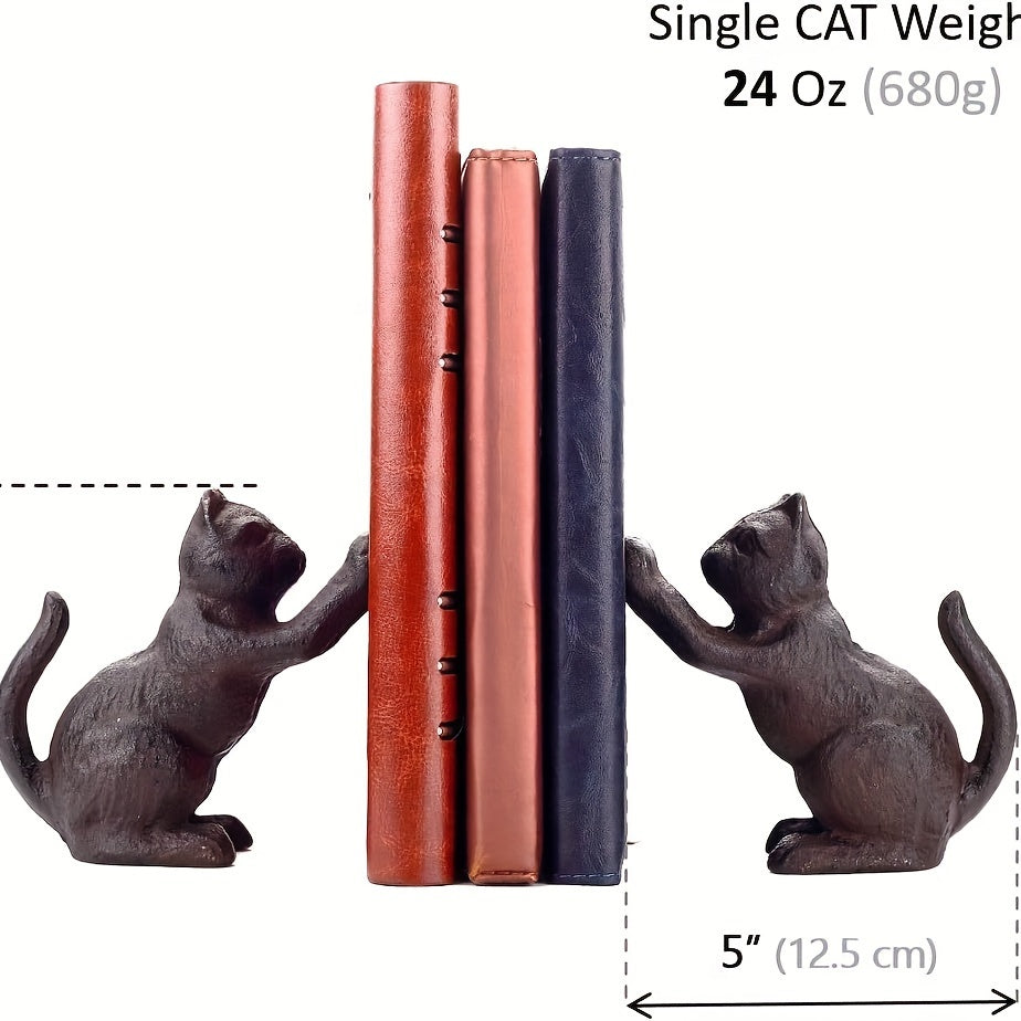 VintageCat - Rustic Cast Iron Bookends for Stylish Interiors Kalsten