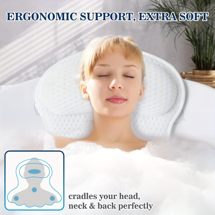 Kalsten | LuxieSpa 4D Luxe Bath Pillow - Breathable Pillow with Neck and Back Support for a Relaxing Bath