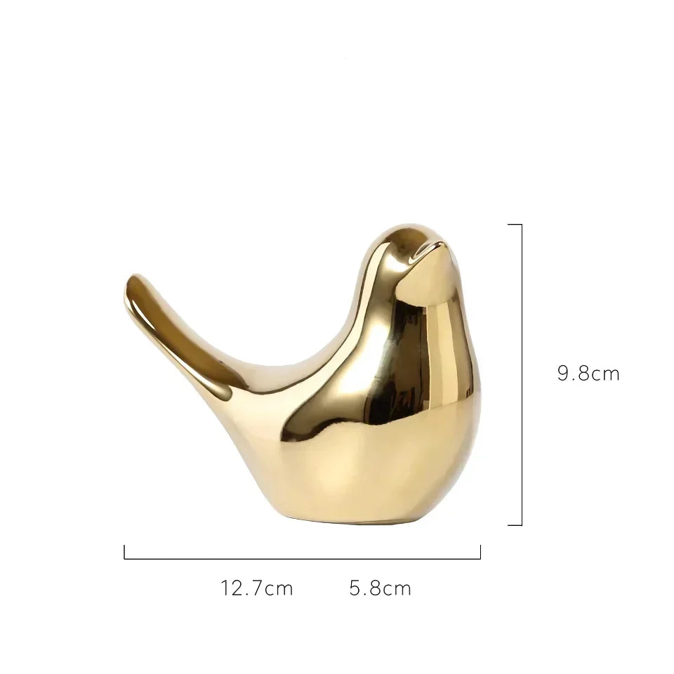 Kalsten | Nordic Golden Ceramic Bird Decoration for Modern Home Decor