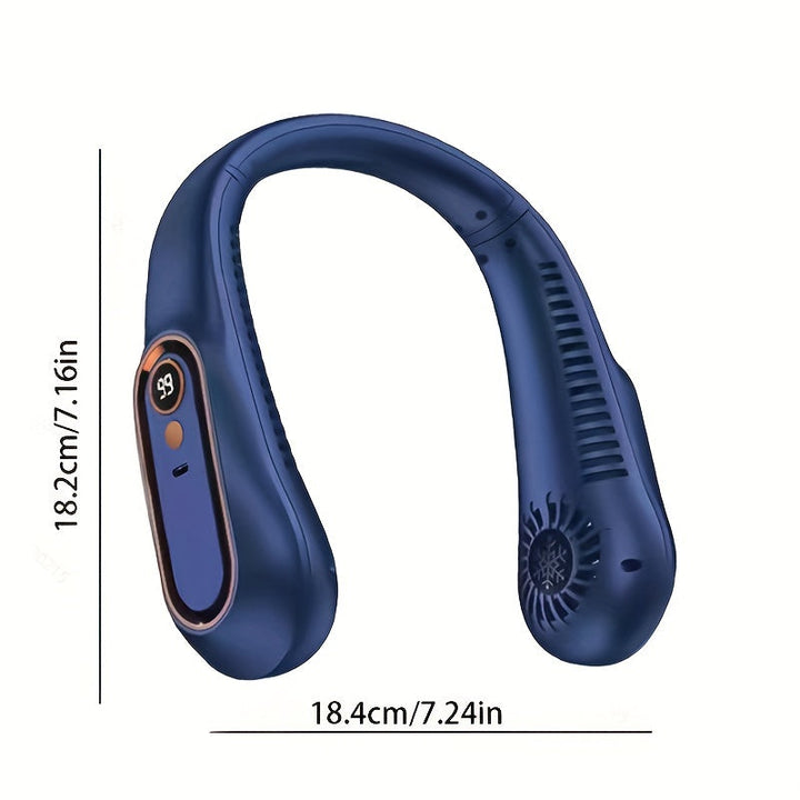 Stay Cool And Comfortable With This USB Rechargeable 5-Speed Adjustable Neck Fan - Digital Display & Bladeless! | Kalsten