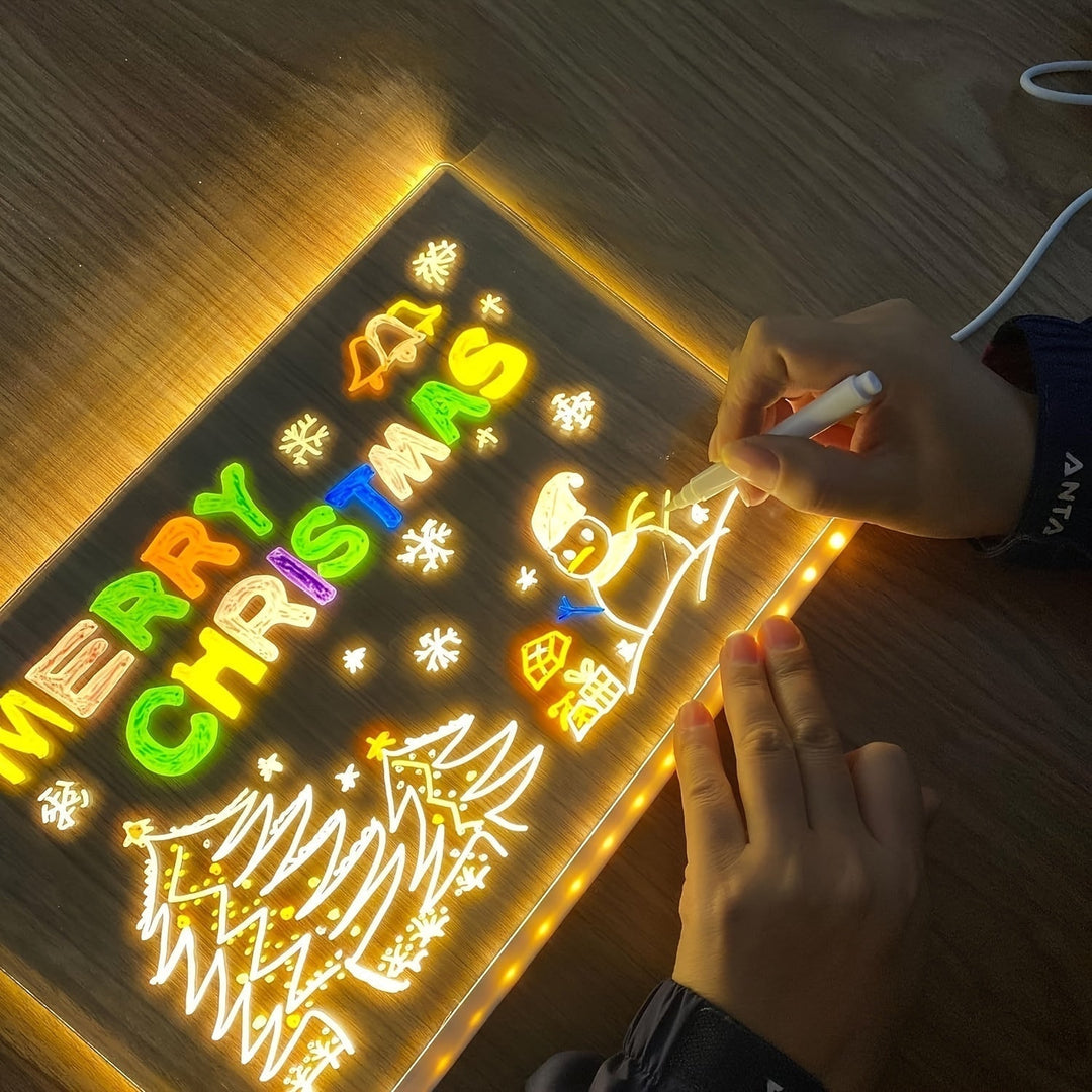 USB LED Memo Board with 12 Colored Pens – Light Messaging Board
