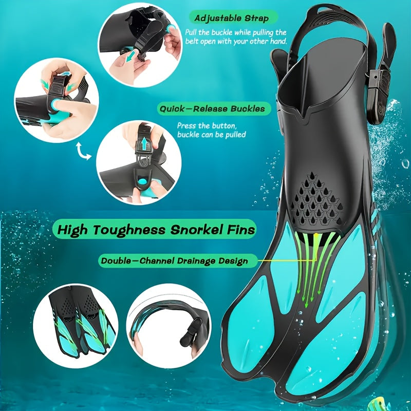 Skanto | SeaVana Glide Snorkel Fins | Adjustable & Short | Open Heel | For Travel & Leisure | Unisex