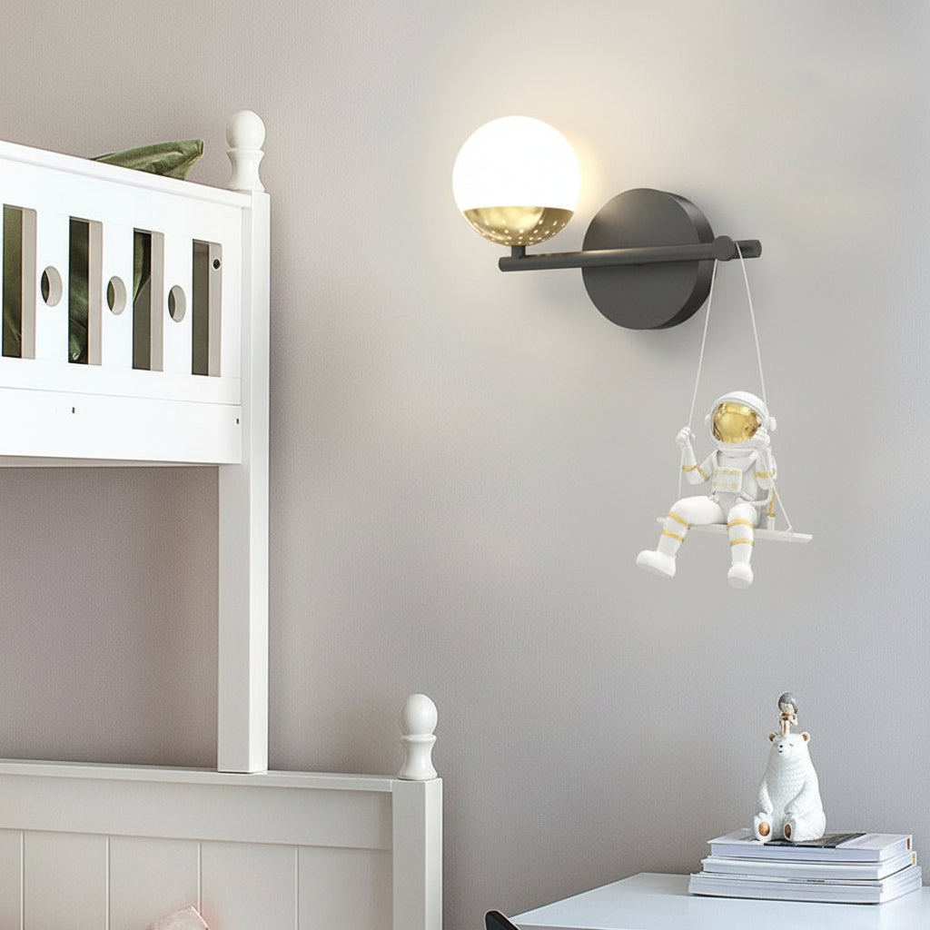 LED Wall Sconce Light – Modern Astronaut Swing Resin Acrylic (32x22cm / 12.6x8.7in) | Kalsten