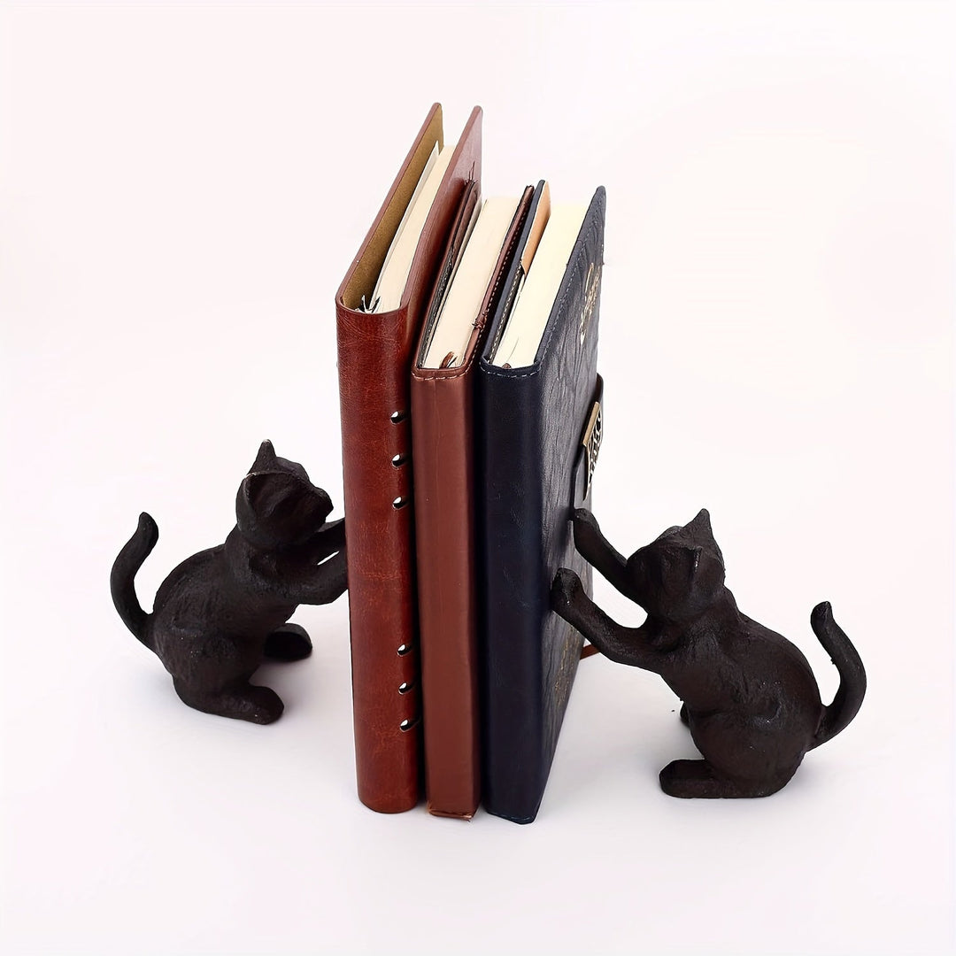 VintageCat - Rustic Cast Iron Bookends for Stylish Interiors Kalsten