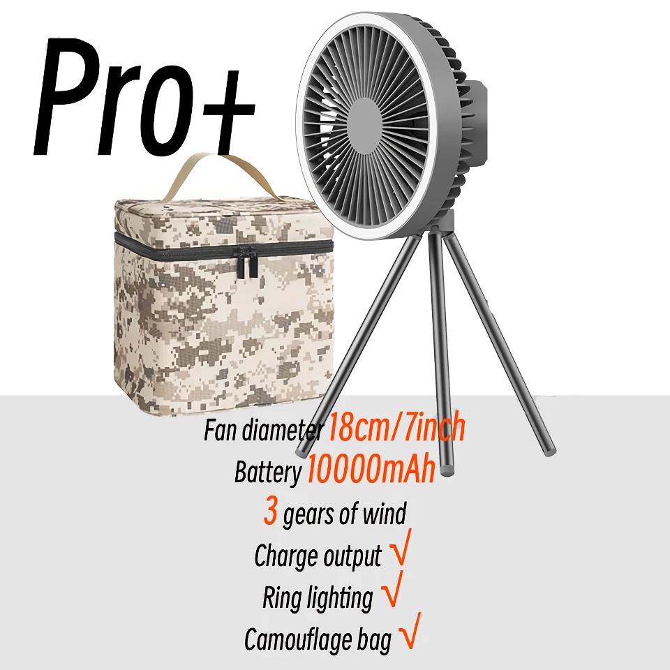 Rechargeable 10,000mAh Camping Fan with LED Lighting and Power Bank | Kalsten