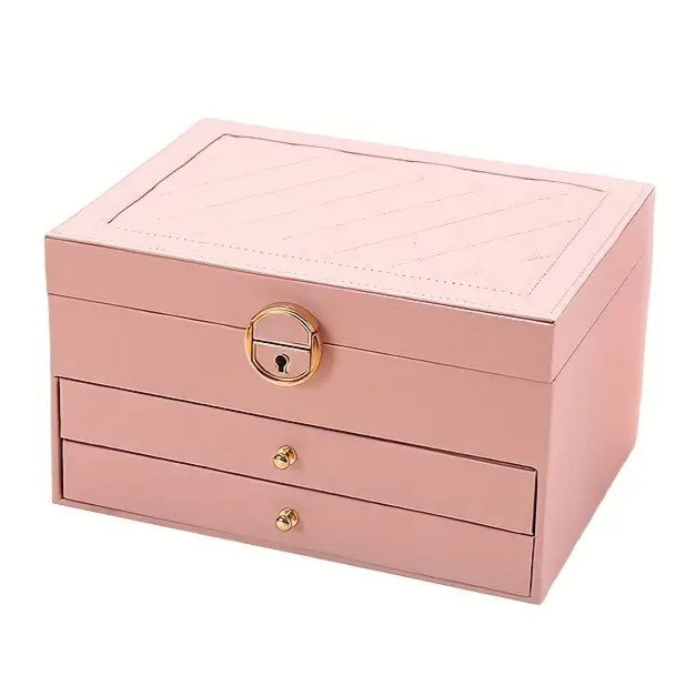 Lockable Multi-Layer Leather Jewelry Box Kalsten