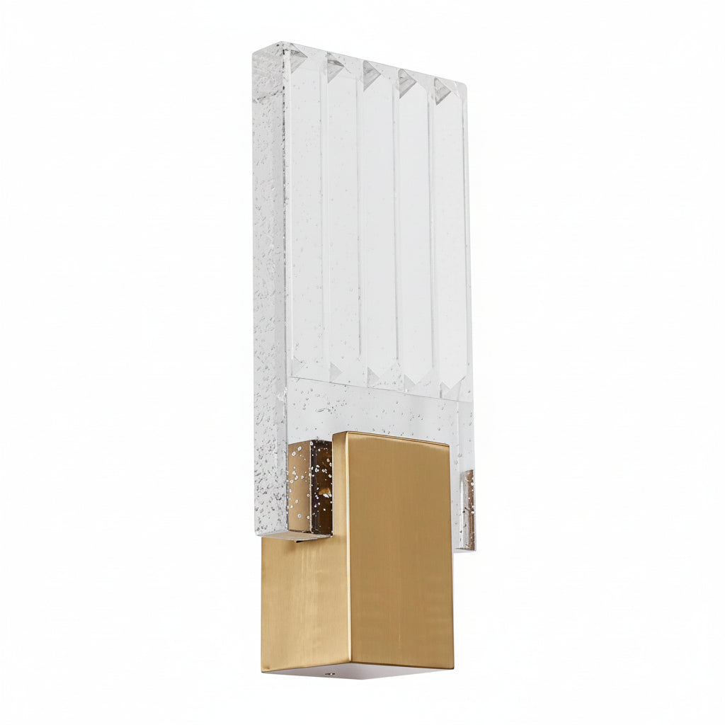 LED Wall Sconce Light – Postmodern Crystal Gold Stainless Steel (33x13cm / 13x5in) | Kalsten