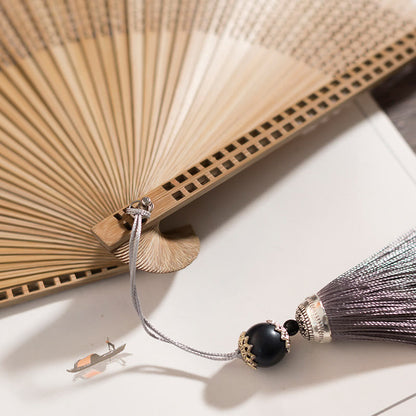 Bamboo satin hand fan