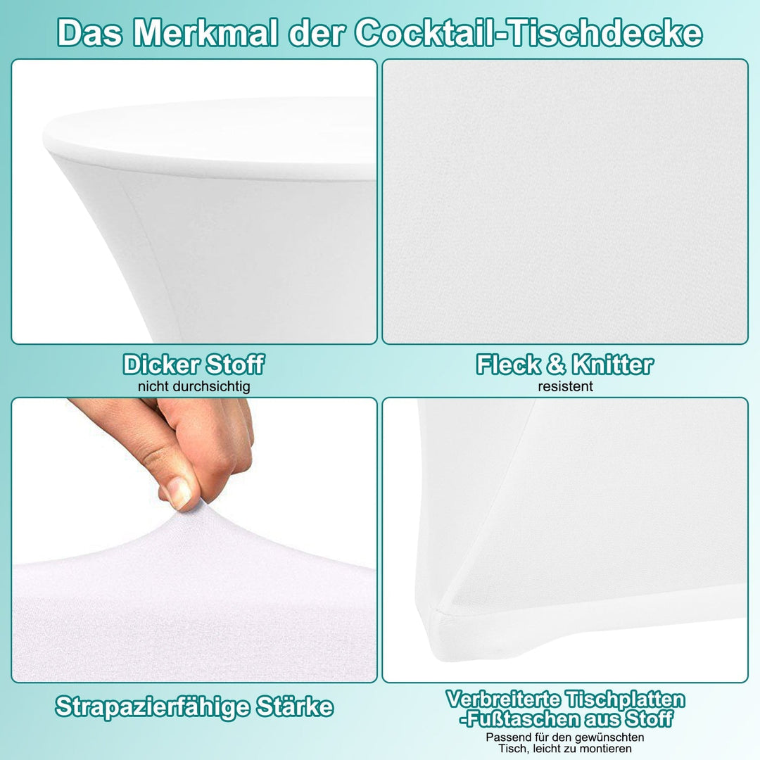 Stretch Table Cover Round Bar Table Cover White | Kalsten
