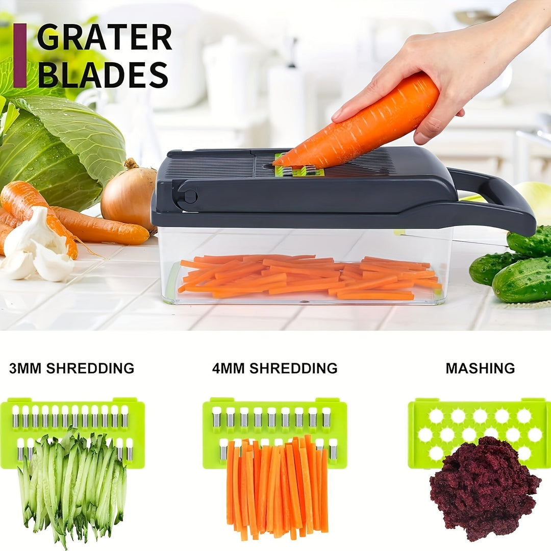 Multifunctional Vegetable Cutter 16-in-1 with Catch Container | Kalsten