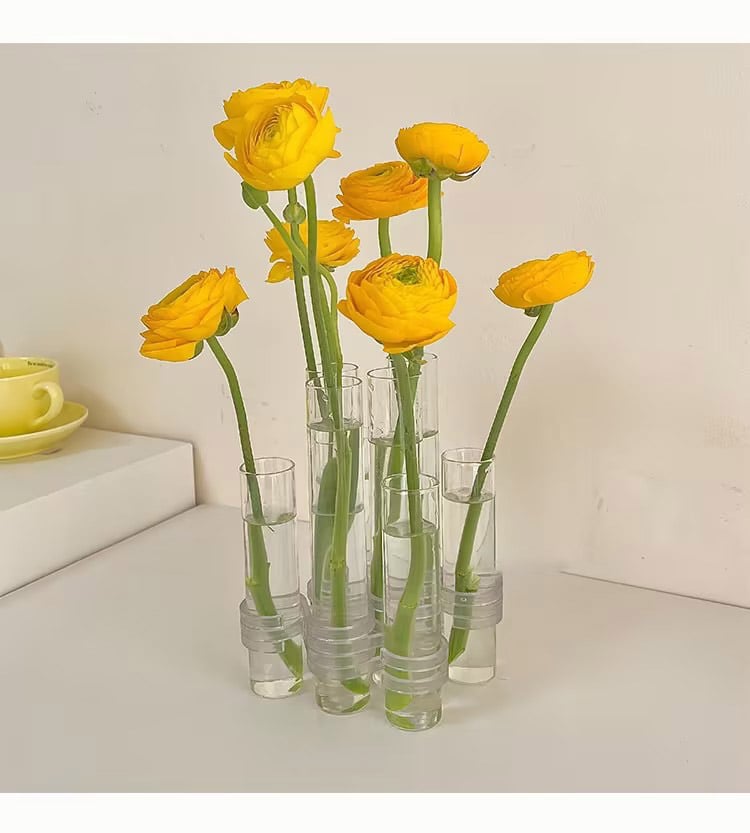 Noxord | Flexible Flower Vases with Hinges | Modern Glass Tube Vase