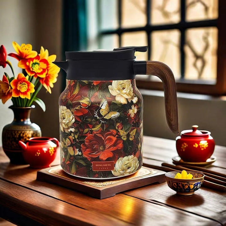 Kalsten | Vintage Floral Pattern Tea Thermos – Built-In Infuser