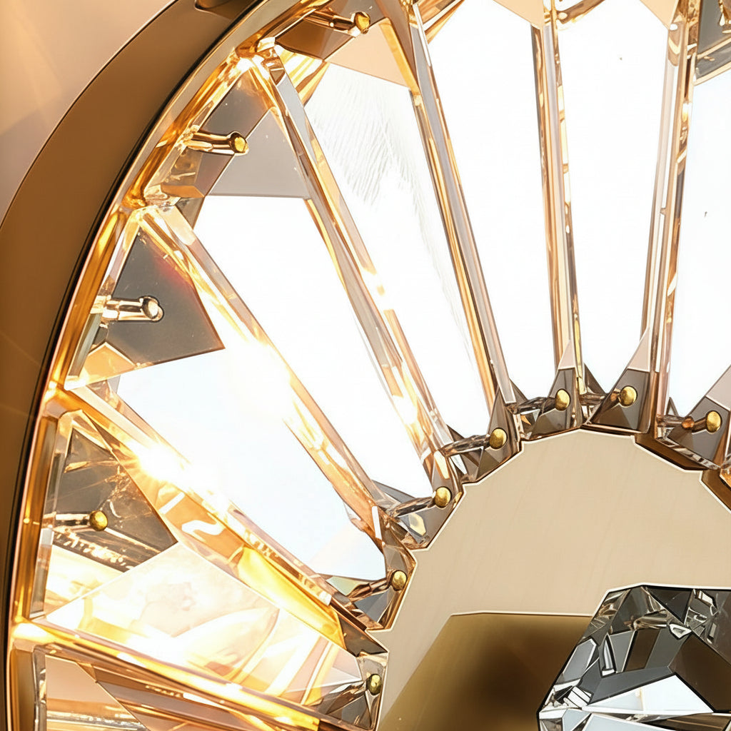 LED Wall Sconce Light – Art Deco Sunburst Crystal Brass (65x25cm / 25.6x10in) | Kalsten