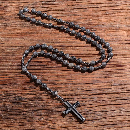 Skanto | Tiger Eye and Lapis Lazuli Cross Rosary Necklace for Men - Orion