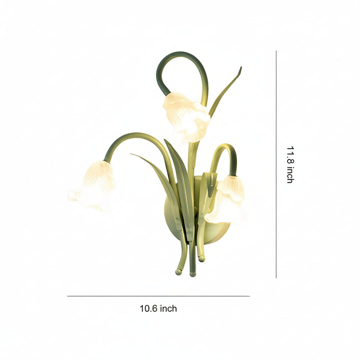 LED Wall Sconce Light – French Country Floral Green Iron Glass (30x27cm / 11.8x10.6in) | Kalsten