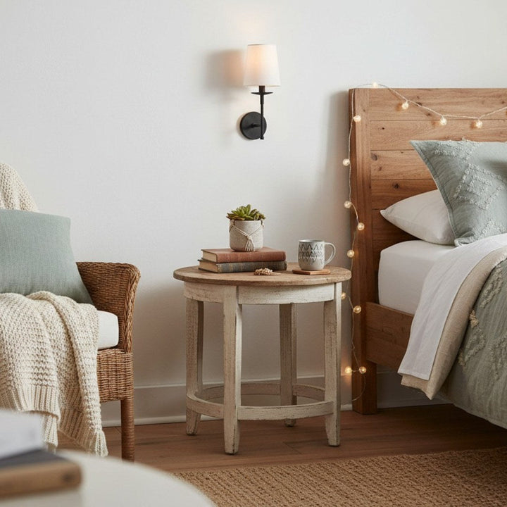 Freyza | Lodge Brass Fabric Wall Light | Kalsten