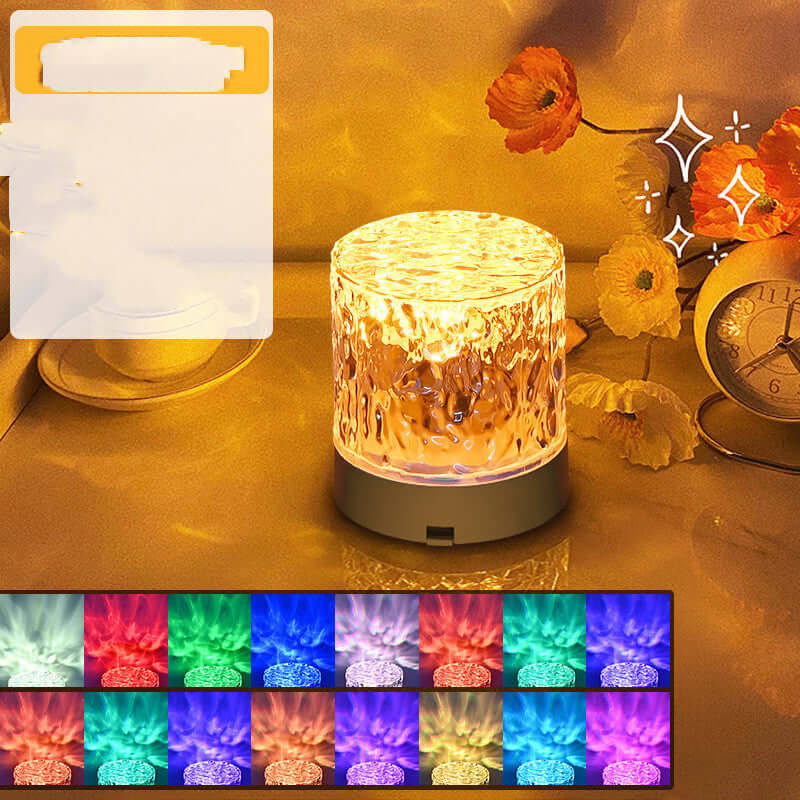 Crystal Lamp Water Ripple Projector Night Light Decoration Home Houses Bedroom Aesthetic Atmosphere Holiday Gift Sunset Lights Home Decor | Kalsten